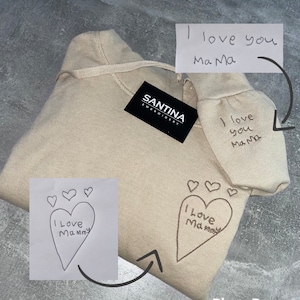 Geborduurd uw HANDSCHRIFT gepersonaliseerde sweatshirt unisex koppels verjaardag bruiloft speciale gelegenheid sentimenteel cadeau moeder vader bf gf vrouw