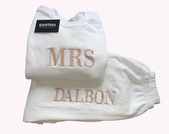 Personalized Bridal Embroidered Tracksuit, Wifey Honeymoon Outfit
