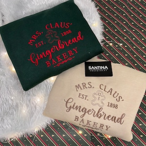 Embroidered Christmas sweatshirts. Mrs Claus Christmas cookie gingerbread  crewneck. Matching sweaters his and hers best friend gift family