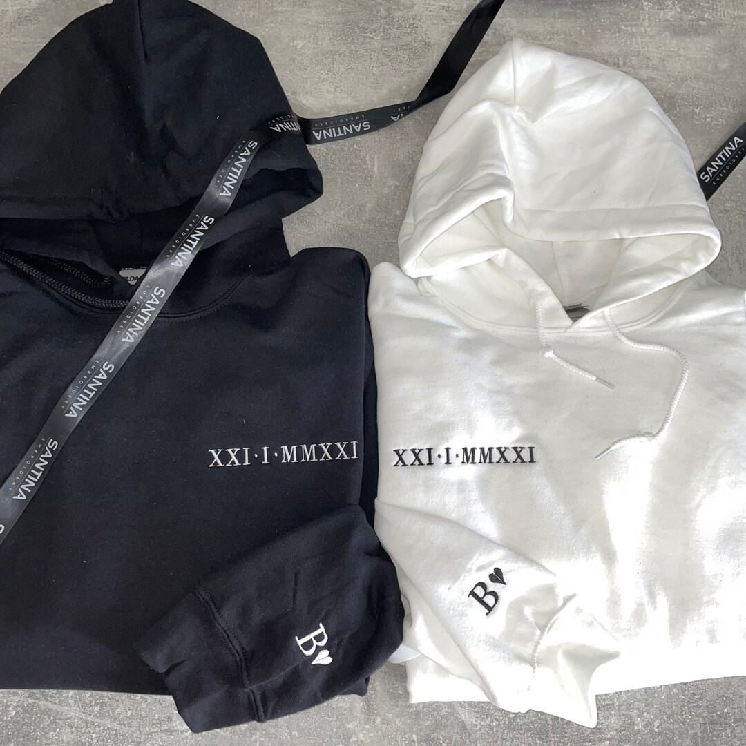 Custom Date Roman Numeral Personalised Embroidered Hoodie - Etsy Sweden