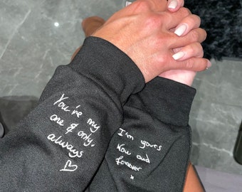 Personalized Handwriting Embroidered Sweatshirt, Couples Gift