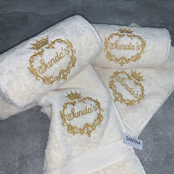 Decorative and Monogrammed Hand Towels for Bathroom Kitchen Makeup | Personalized Gift for Wedding-Bridal | Luxury Turkish Towel | Spa, Set of 2