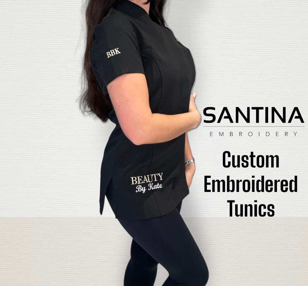 Custom Embroidered Beauty Tunic, Salon Uniform, Lash Nail Tech Make up  Artist Aesthetics Workwear, Overall, Personalised Business Name -   Canada