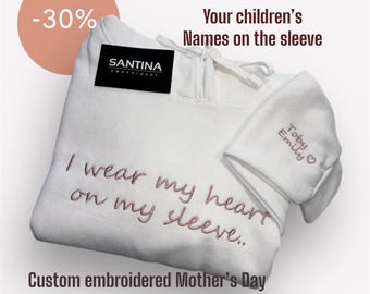 Mother’s Day embroidered hoodie custom crewneck, mama mom sweatshirt, gift for her, children best mum grandma mom love family embroidered