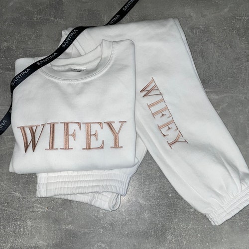 Embroidered Bridal Tracksuit, Wifey Sweatshirt, Honeymoon Outfit