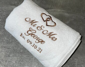 Asciugamani da sposa ricamati personalizzati, regalo di anniversario - Italia