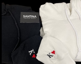 Personalisierter gestickter Initialen-Paar-Hoodie, Geburtstagsgeschenk