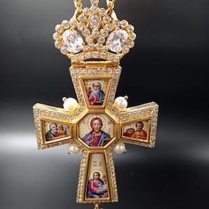 Pectoral Cross, Byzantine Cross, Orthothox Cross, Catholic Cross, Priest Cross, Bishop Cross, Christian Orthothox gift, Gold Cross