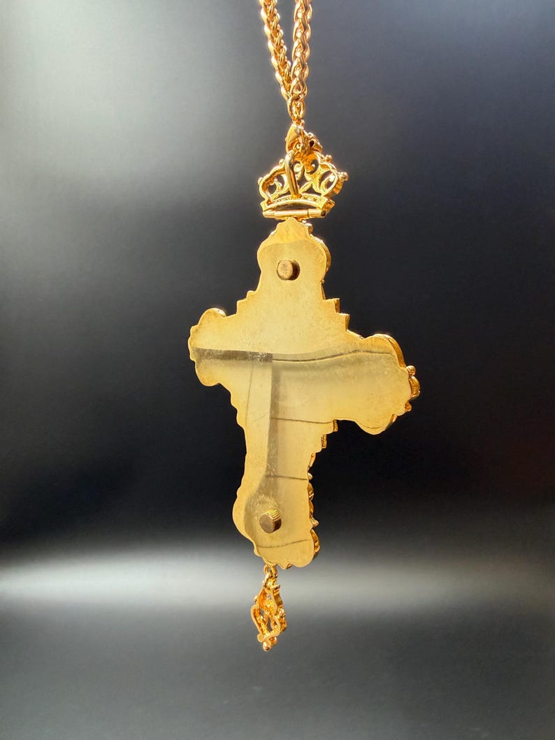 Handmade Byzantine Pectoral Cross with Zircon Stones image 2