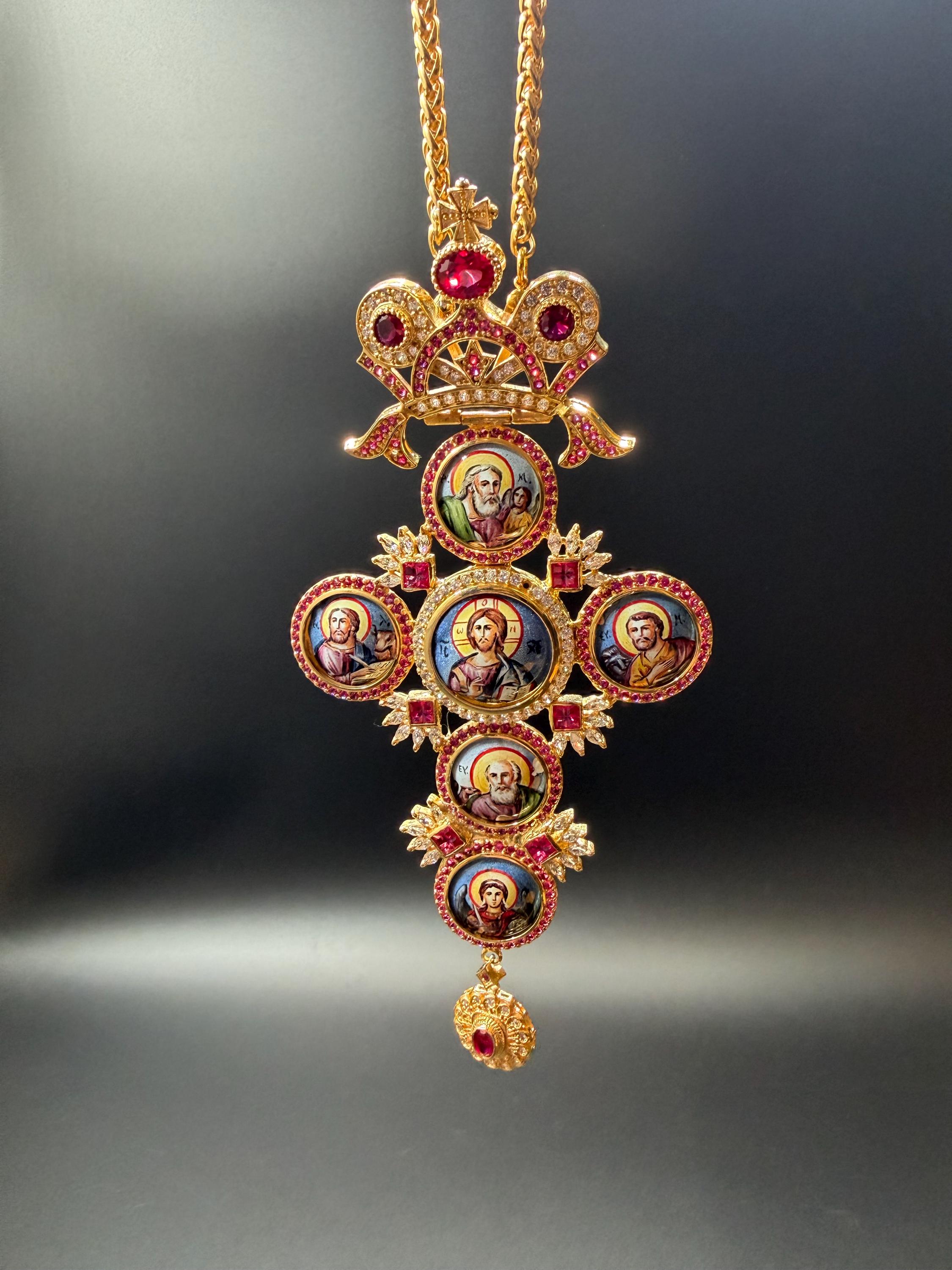 Handmade Byzantine Pectoral Cross, Cross With Enamel, Priest Gift ...