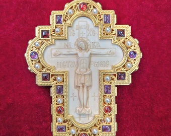 Pectoral Cross, Byzantine Cross, Orthothox Cross, Catholic Cross, Priest Cross, Bishop Cross, Christian Orthothox gift, Gold Cross