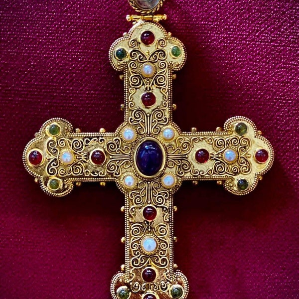 Croix pectorale, Croix byzantine, Croix orthodoxe, Croix catholique, Croix de prêtre, Croix d'évêque, Cadeau chrétien orthodoxe, Croix d'or