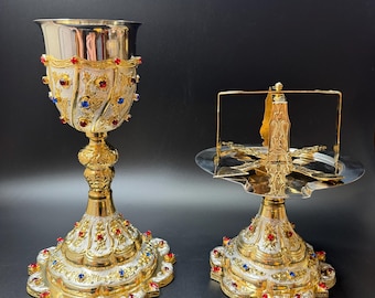 Handmade Church Chalice Set, Priest gift