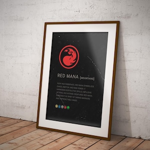 Magic The Gathering rode mana poster, MTG, game room decor, Magic The Gathering muurkunst - alleen A3, A4 print