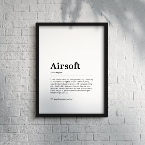 Airsoft Definition Print Funny Airsoft Man Cave Print A4 Etsy