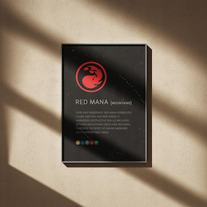MTG Red Mana Poster: Magic The Gathering Game Room Wall Art