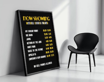 Personalised Retro Cinema Listings Poster: Home Theatre Decor