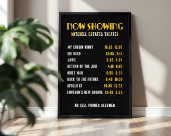 Personalised Retro Cinema Listings Poster: Home Theatre Decor