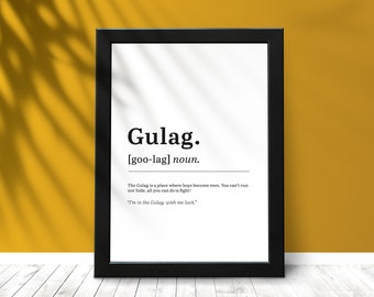 Gulag | Warzone | Gamer prints | Boys game room | Gamer | Dictionary definition | A4 PRINT ONLY