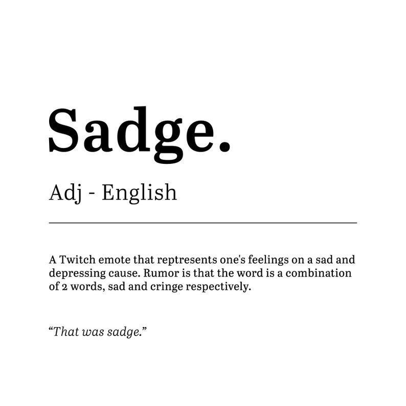 Sadge Kekw Pog Gaming Prints Dictionary Definition Etsy