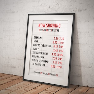 Cinema Marquee Print, Movie Room Poster - Add your favourite movies | Retro Movie Art | Wall Art Illustration / A4, A3 Print Only