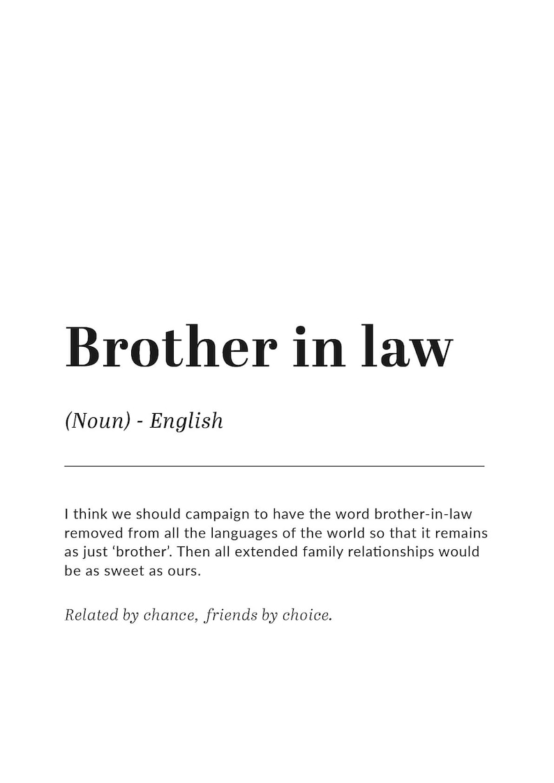 Brother in Law Definition Print Family Definition Print Etsy