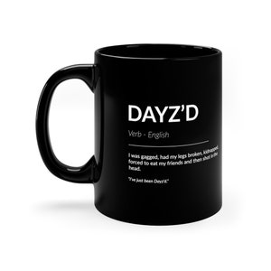 Taza de café Dayz Icons / Taza negra de 11 oz / Con base en EE. UU.