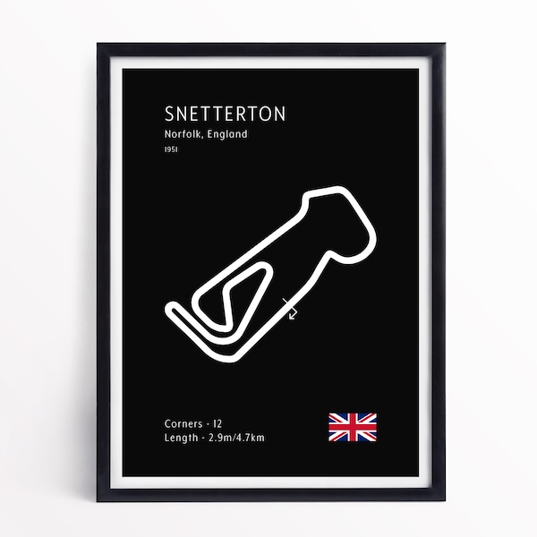 Snetterton Track Poster | Motorsport Fan Gift | British Motorsport | A4 Print Only.