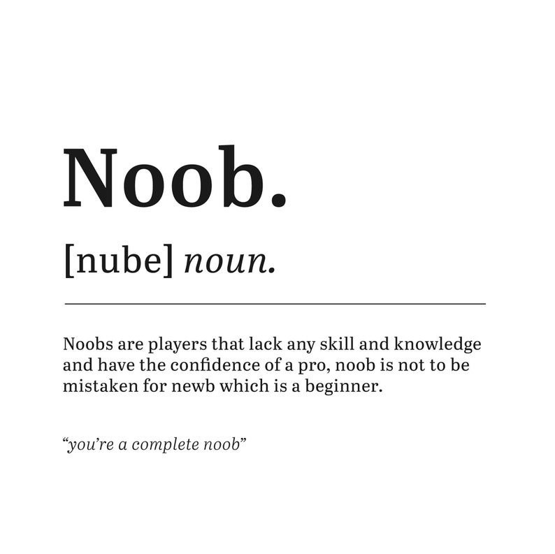 Boys Room Gaming Prints Set of 3: Dictionary Definition, Game Room Décor (A4, A3 Unframed Prints Only) Noob