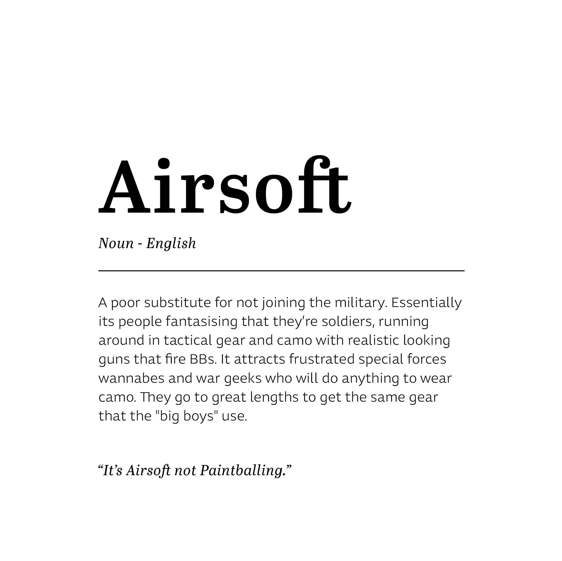 Airsoft Definition Print Funny Airsoft Man Cave Print A4 Etsy