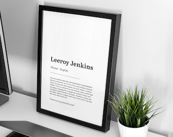 Leeroy Jenkins | Gaming decor | Definition print | Game room decor | Print - Poster | A4 PRINT ONLY