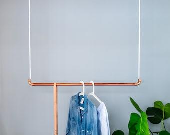 Industriële koperen kledingroede tot 120 cm, op maat gemaakt, gepolijst of geborsteld, plafondgemonteerde garderobestang, kledingopberging
