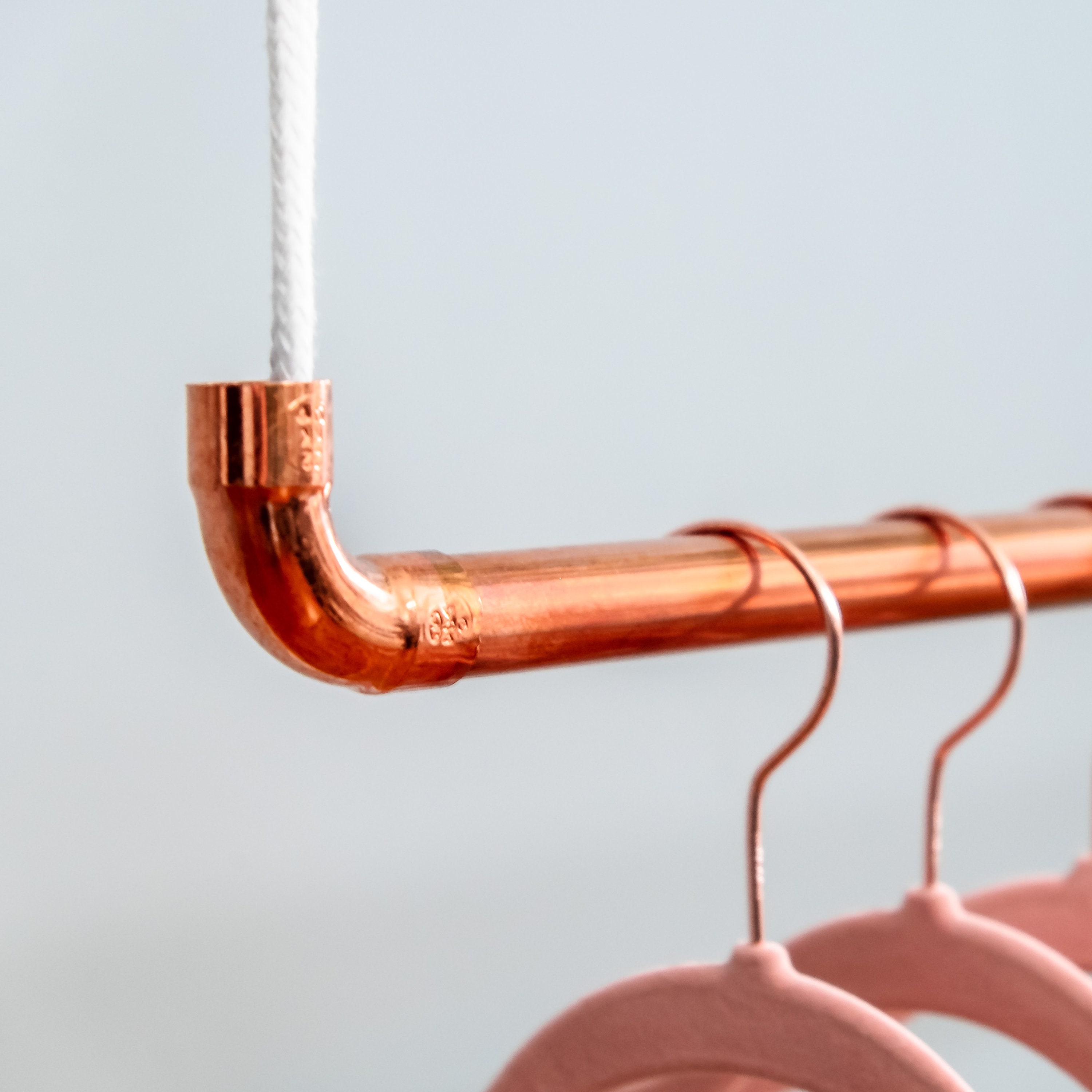 Copper Clothes Rail Industrial up to 120 Cm Made to Measure Glossy or