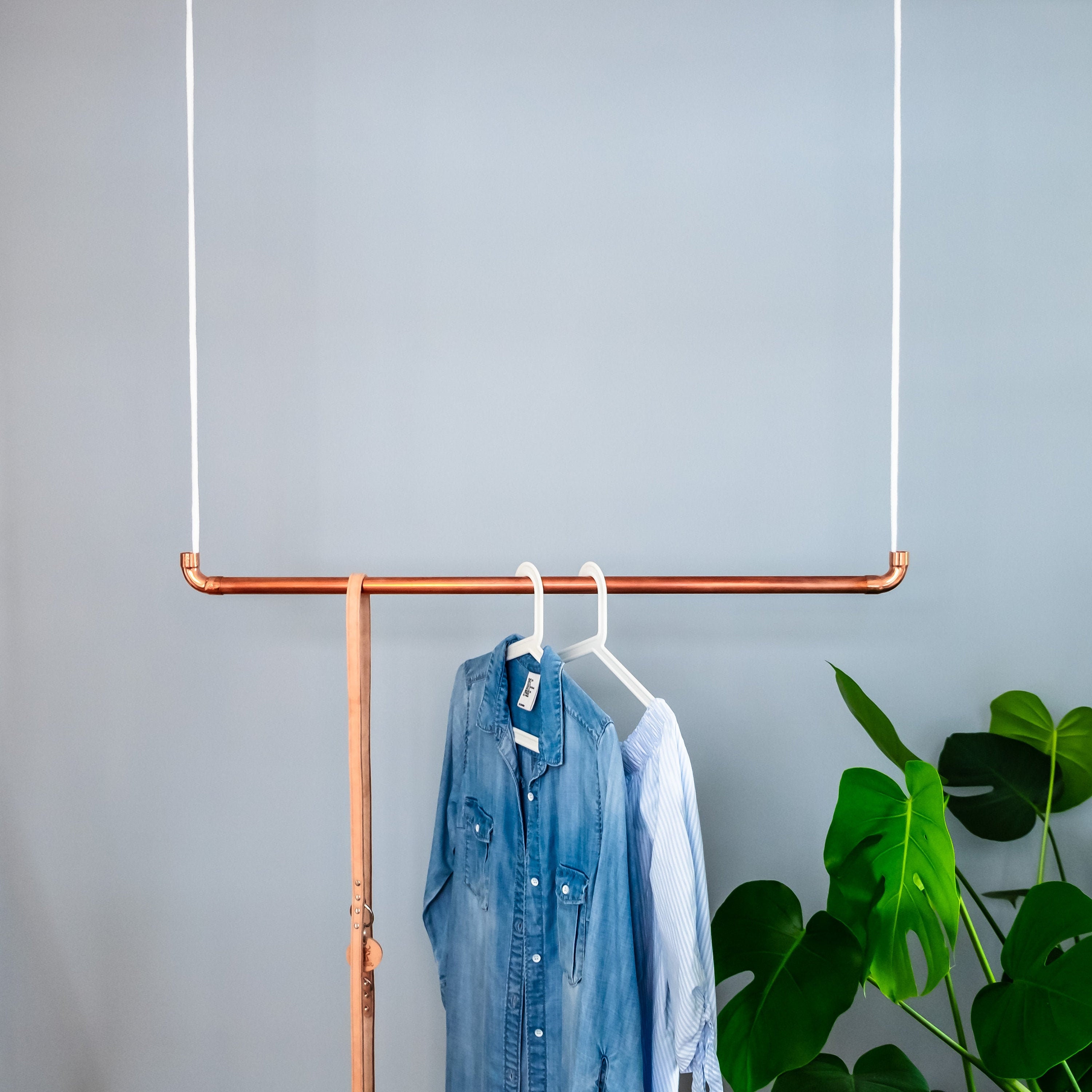 Copper Clothes Rail Industrial up to 120 Cm Made to Measure Glossy or
