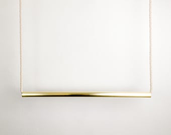 Design kledingroede goud 40 - 100 cm geborsteld of glanzend aan macramé touw, hoogwaardige kledingroede hangend in messing
