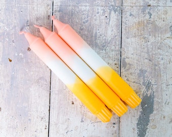 Dip Dye Kerze / Stabkerze rosa-orange - 3er oder 4er Set