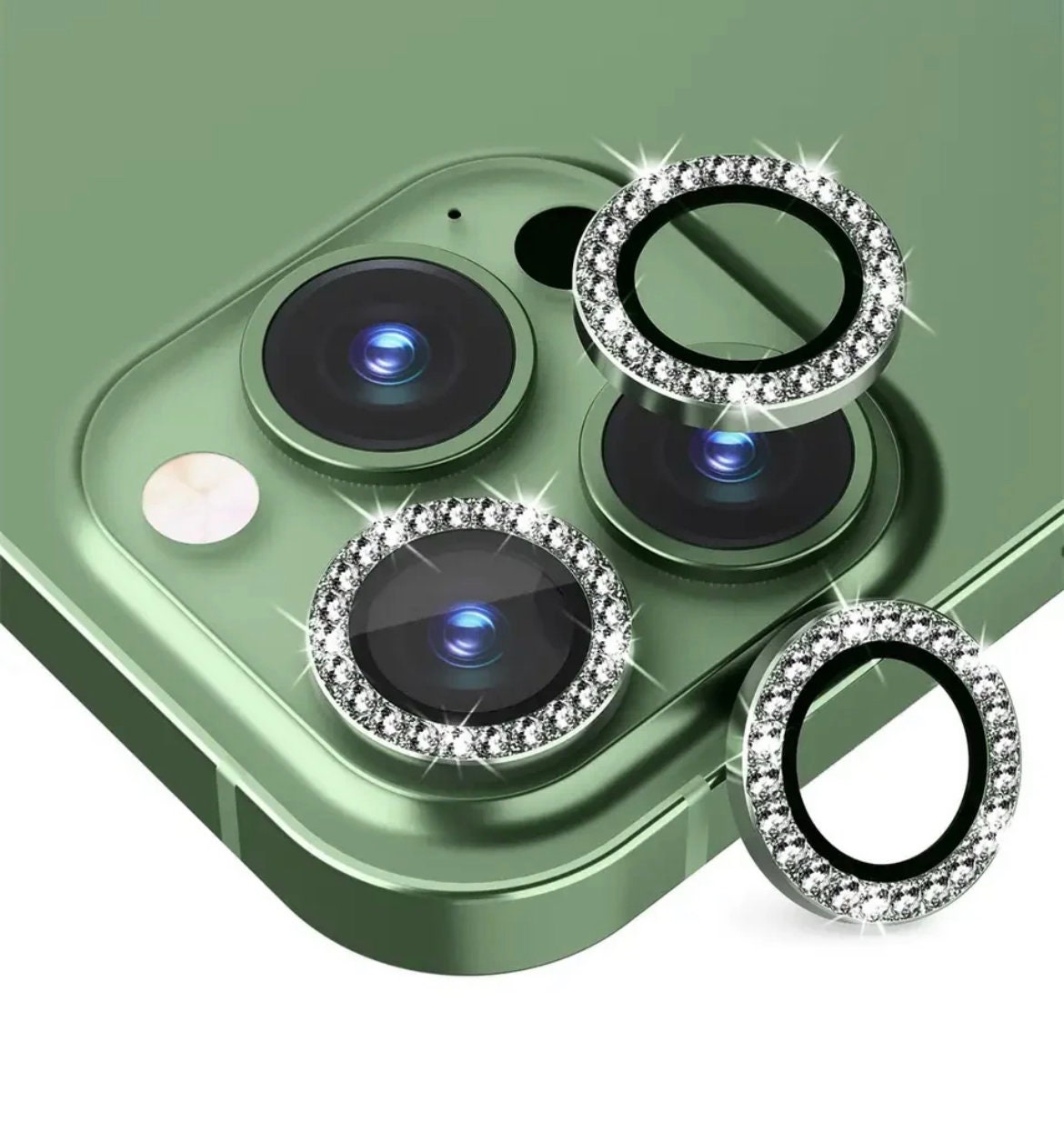 Protector De Lente De Cámara iPhone 14 13 , 11 Diamante Película Individual  12/12 mini Pro Max Bling