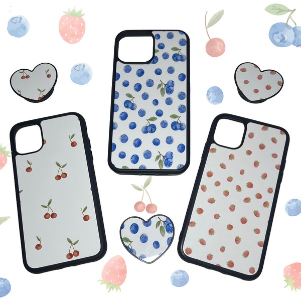 Fruit Phone Case, Cherry Blueberry Phone Case, Gift for Her, Gift for Teen, iPhone 13 Case Plus iPhone 15, iPhone 14 Pro Max