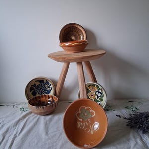 Antique Clay Bowls, Vintage Handmade Ceramic Plates, Rustic Primitive Terracotta Romanian Pottery, Farmhouse Earthenware Bowls, Folk Bowl #9