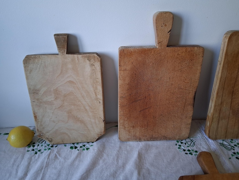Vintage chopping board, Wooden cutting board with signs of use, Old serving board 14.96 inches for kitchen decor or food photo props image 3