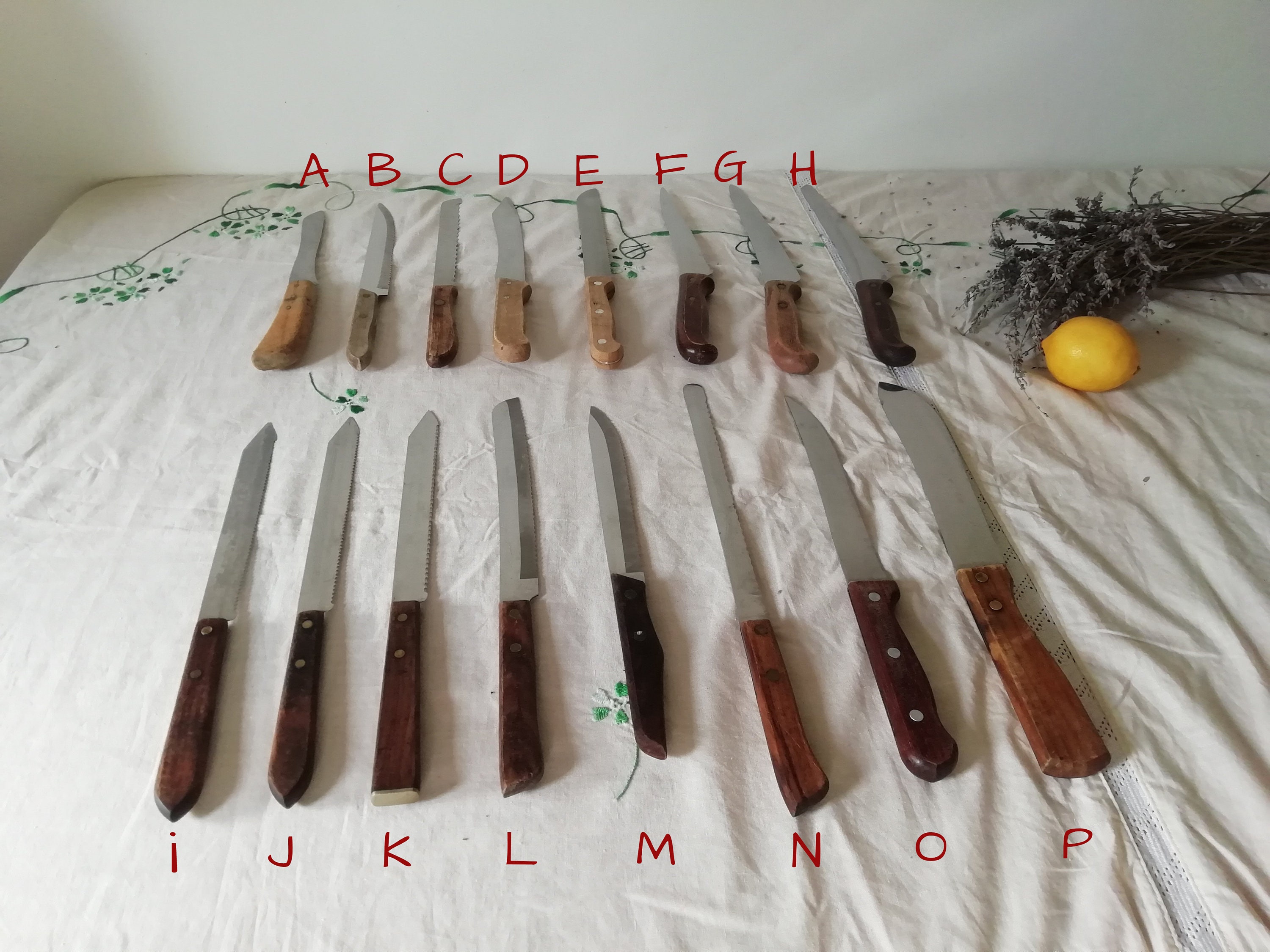 Ancien Couteau De Cuisine Allemand Manche Bois – Patine Rouille D'origine
