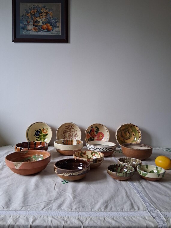 Set Di 4 Ciotole In Terracotta Fatte A Mano 15,9 Cm - Ceramiche Turche Smaltate Per Alimenti - Ideali Per Bibimbap, Zuppe, Dessert E Piatti Messicani - Pentole In Argilla Naturali