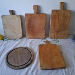 Vintage chopping board, Wooden cutting board with signs of use, Old serving board 14.96 inches for kitchen decor or food photo props image 1
