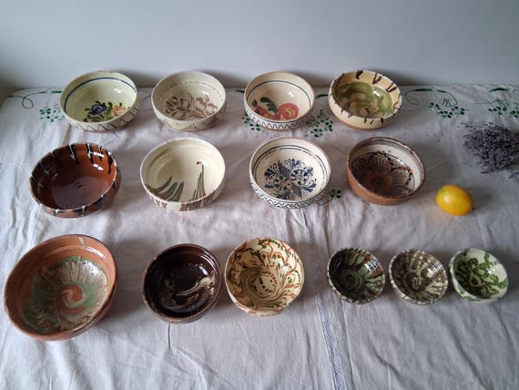 Set di 4 ciotole in argilla fatte a mano, ciotole in terracotta