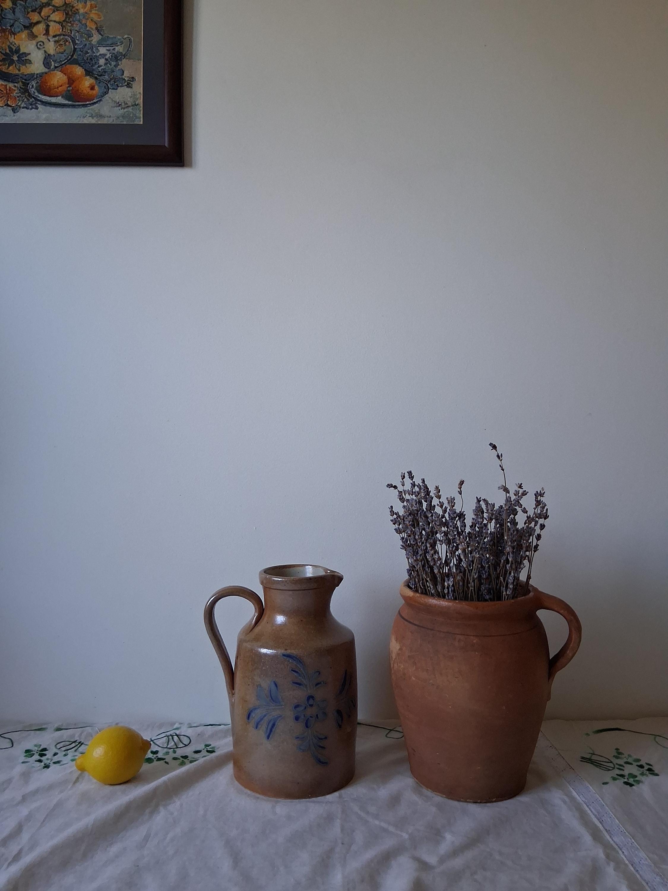 ヴィンテージ ベージュ - ブラウン 大型陶器 粘土製 水差し