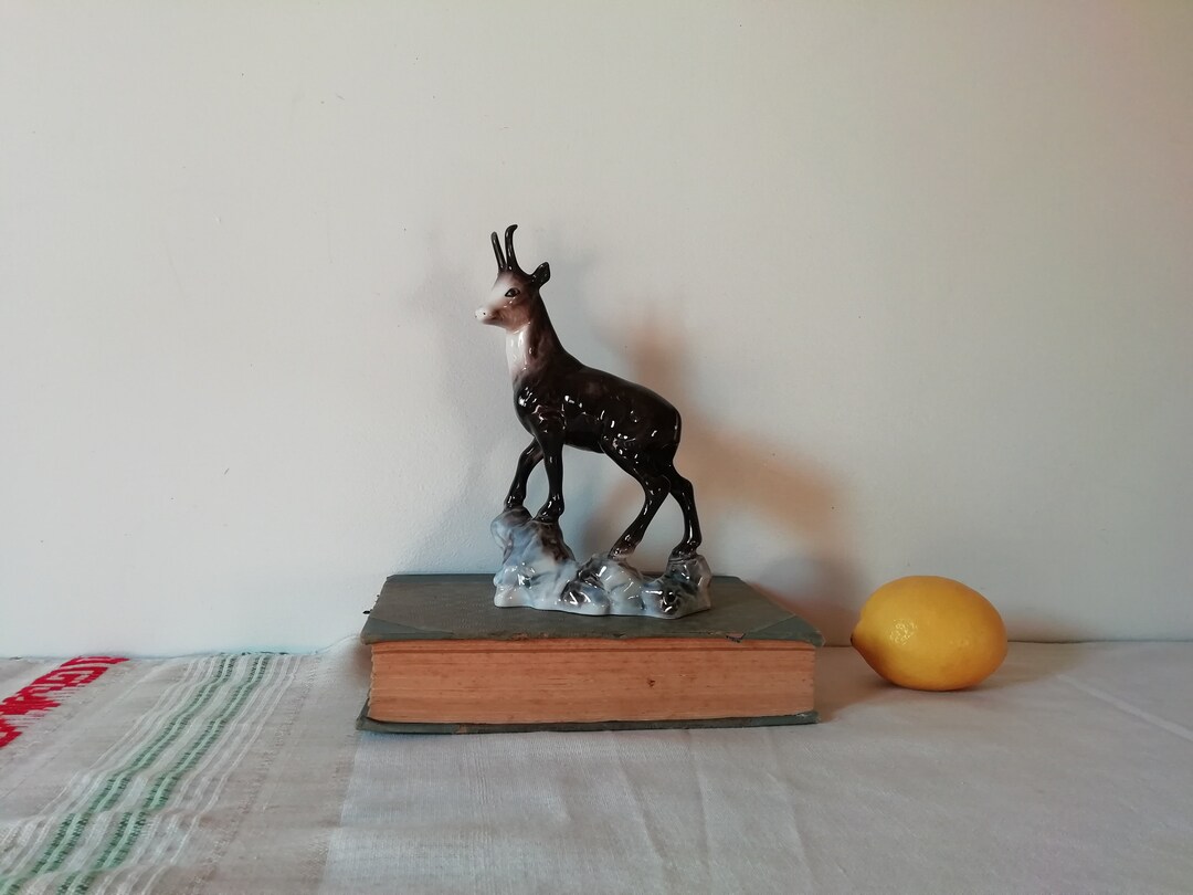 Vintage Porcelain Figurine Black Goat Collectible Figurine Etsy