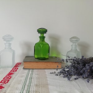 Lote de 3 frascos de perfume/colonia vintage con tapones, colección de frascos de perfume cuadrados