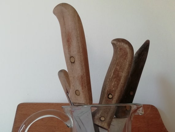 Large Wood Handled Vintage Kitchen Knife Antique Knives With Wooden Handles  for Food Photography Props 