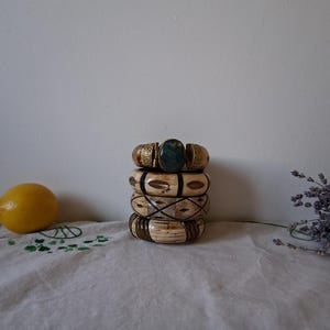 Vintage armband van been en messing met natuursteenarmband, boho-stamarmband, festivalarmband