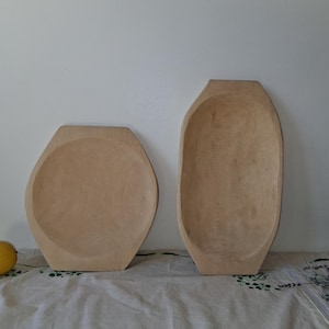 Primitive Antique Hand Carved Small Wood Dough Bowls/Trays Farmhouse Table Centerpiece